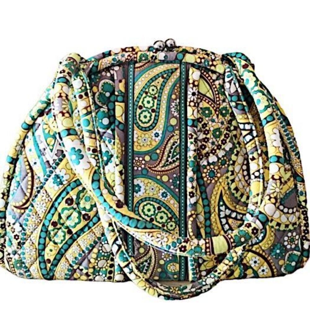 Vera Bradley Eloise Kiss & Snap Quilted Purse in Lemon Parfait
